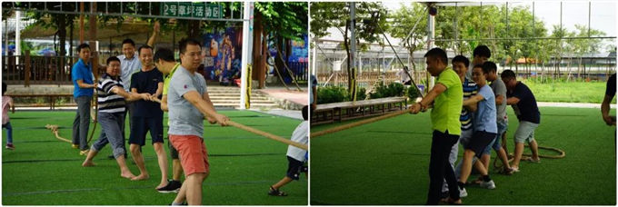 大人們也受到感染,開始了拔河比賽